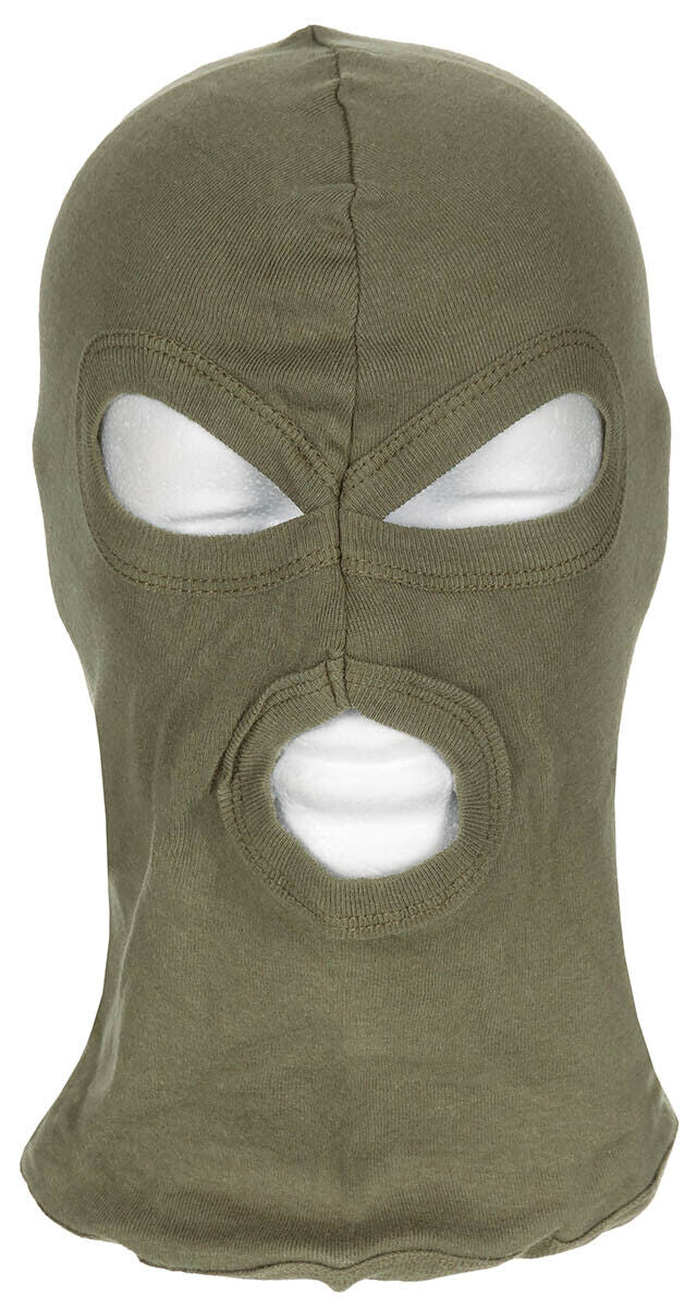 Face Mask Ski Winter Hat 3 Holes Balaclava Hood Beanie Slit 100 % Cotton Greeen