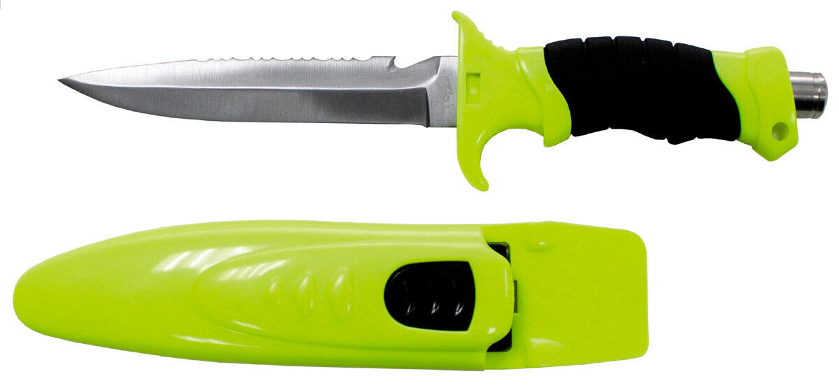 Diving Knife Profi Neon-Yellow Black Sheath Plastic Handle with Rubber