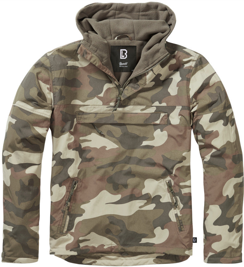 Brandit Windbreaker Hooded Jacket Anorak Mens Camping Outdoor Light Woodland