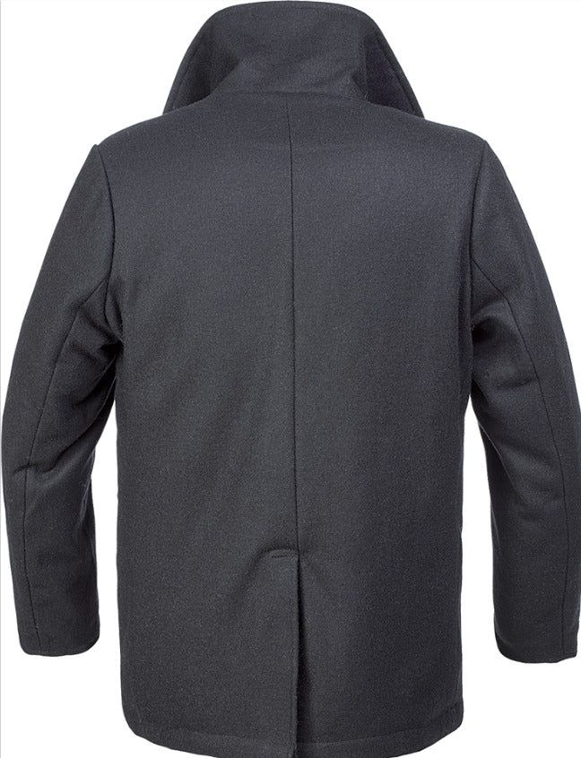 Brandit Pea Coat Charcoal Navy Short Winter Caban Jacket Wool Black