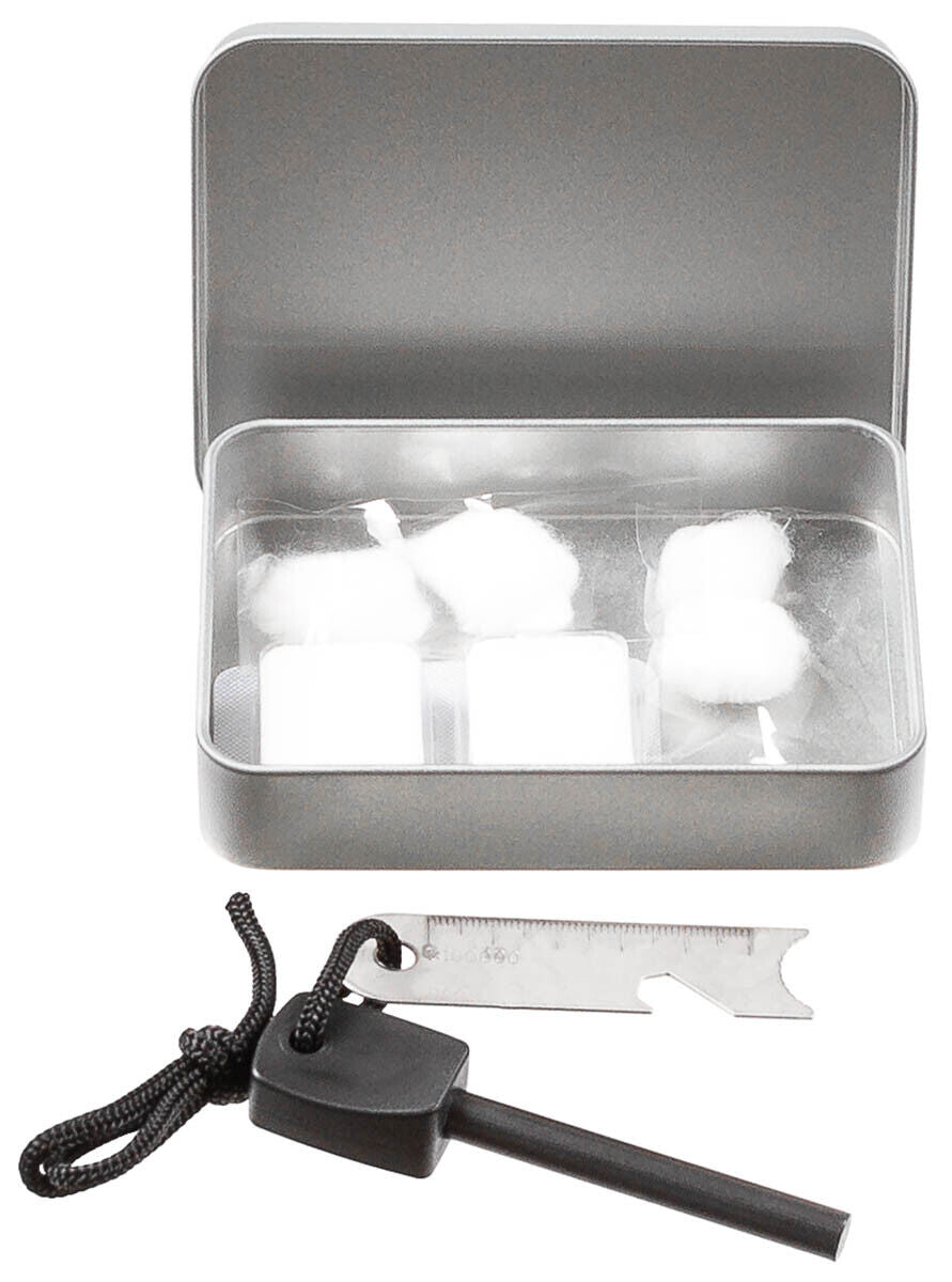 Survivor Kit Integrated Fire Steel And Scraper Fire Starter Army Aluminium