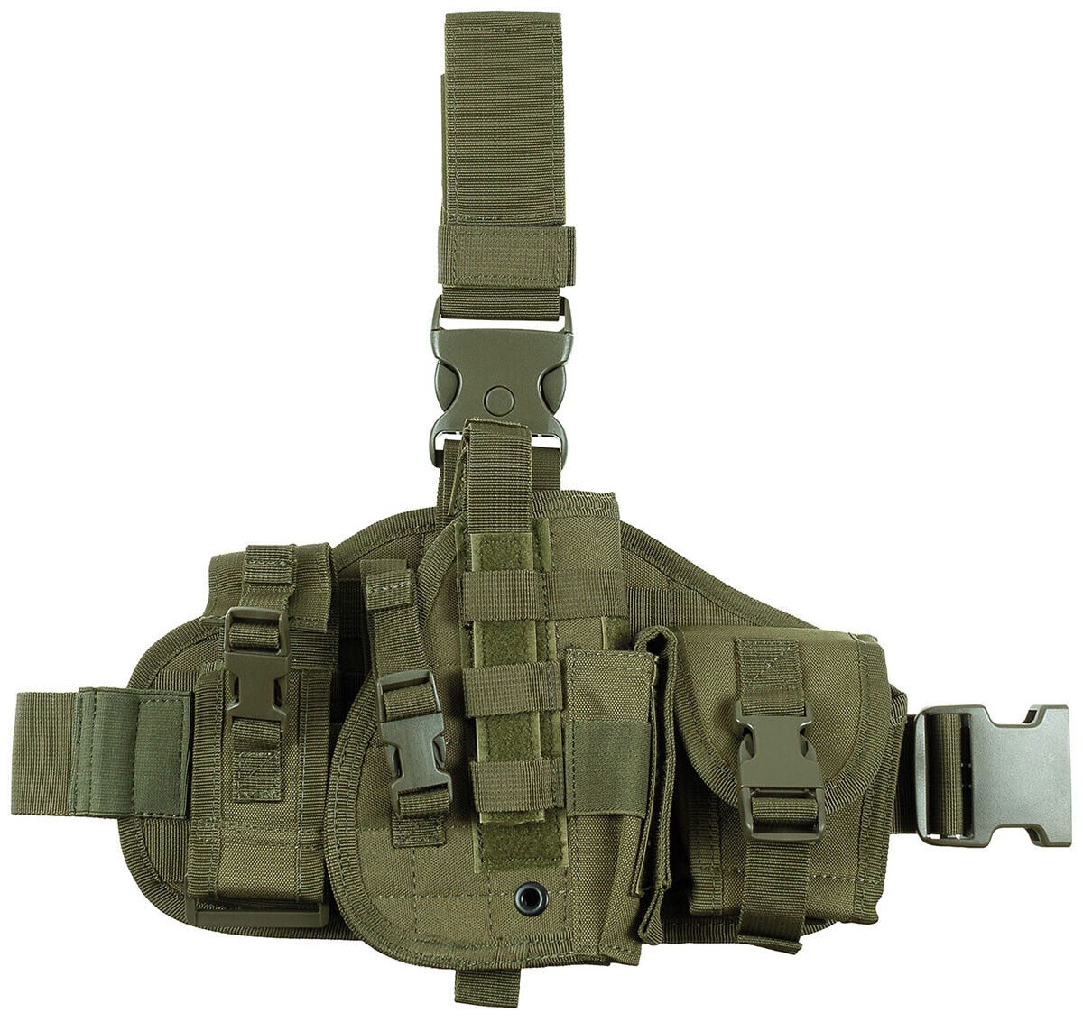 Leg Holster Military Army Combat MOLLE Right-Handed Use OD Green With Pouches