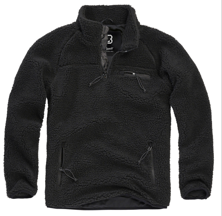 Brandit Teddy Fleece Jacket Breathable Lining Hiking Army Black