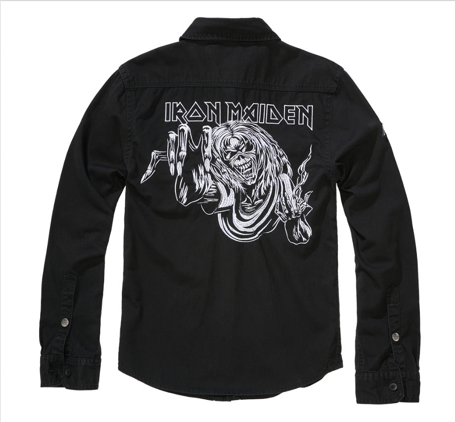 Brandit Iron Maiden Vintage Stylish Shirt Long Sleeve Eddy Black Unique