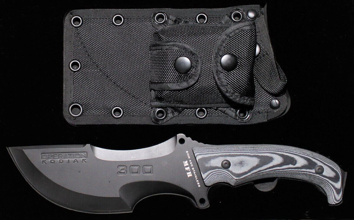 Military Outdoor Hunting Camping Knife Operation Kodiak Black Sheath