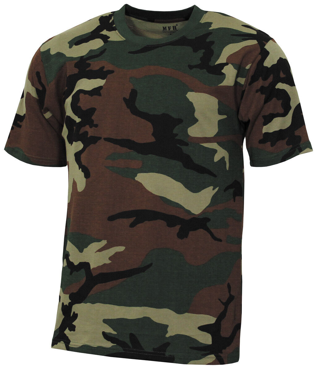 Classic Army Kids T-Shirt US Style Basic Woodland 100% Cotton