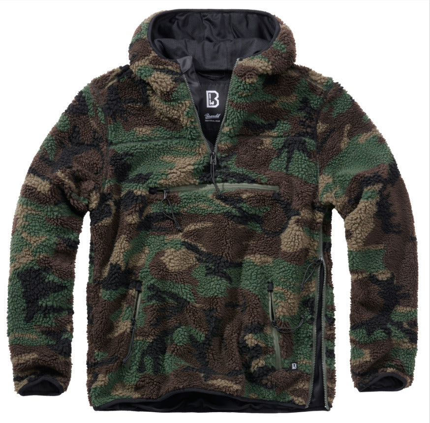 Brandit Teddy Fleece Worker Pullover Breathable Lining Hiking Army Woodland