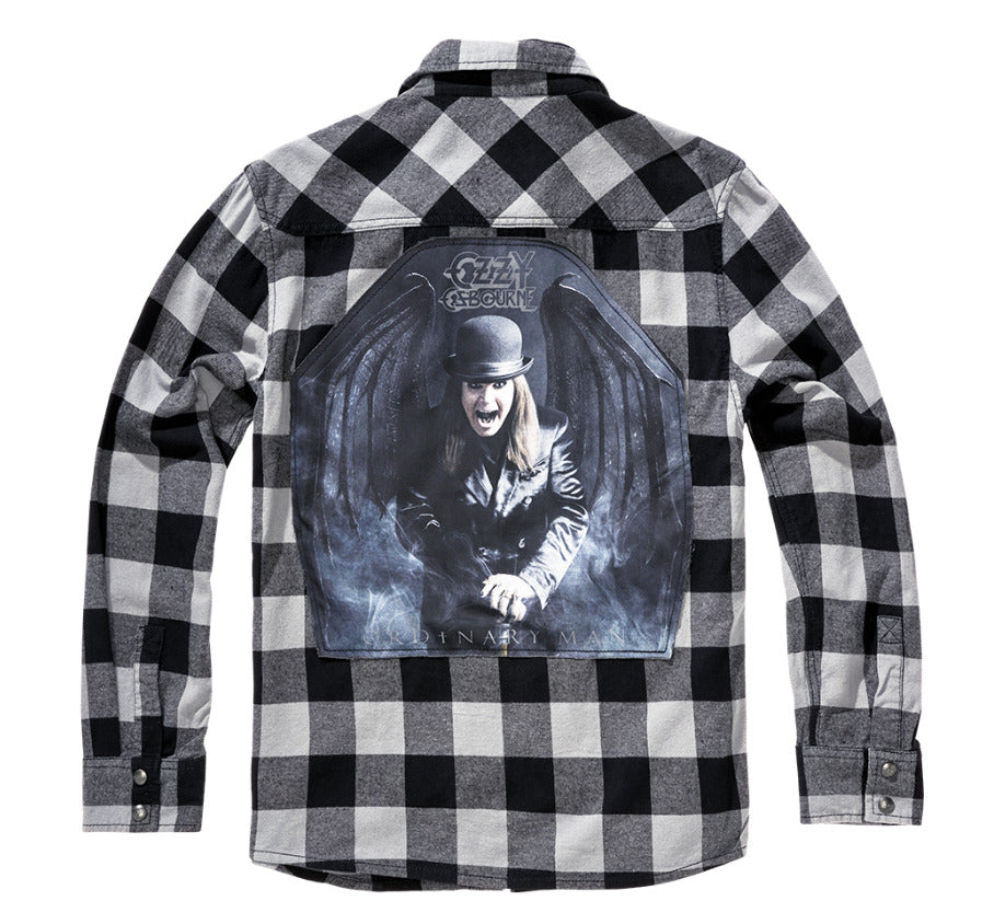 Brandit Ozzy Osbourne Checkshirt Long Sleeve Urban Style Black Charcoal