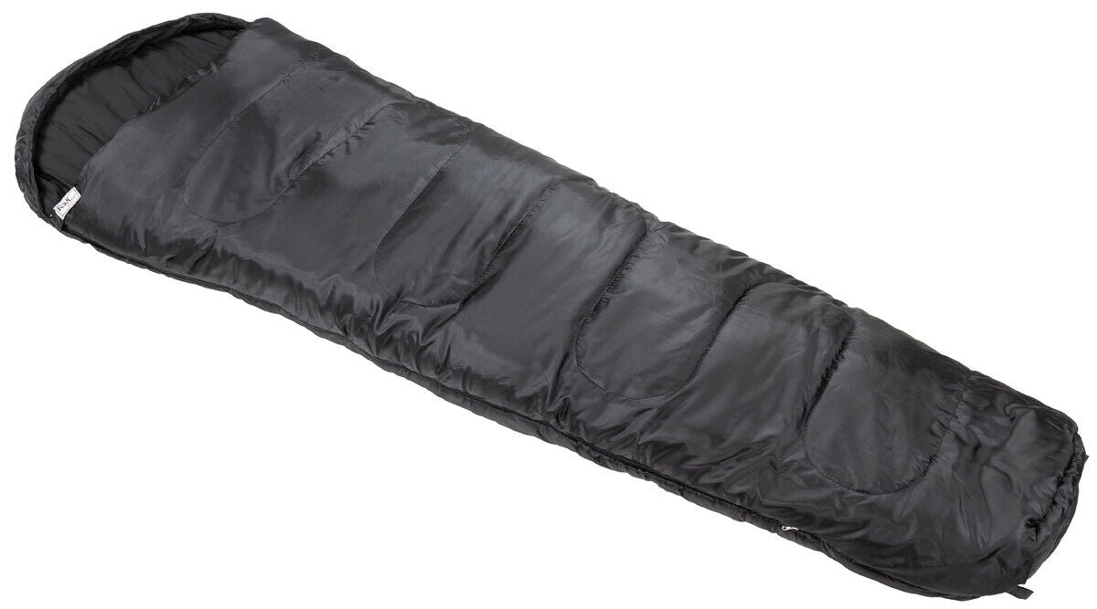 Black Mummy Sleeping Bag Versatile Temperature Range 2-Layer Filling Hood