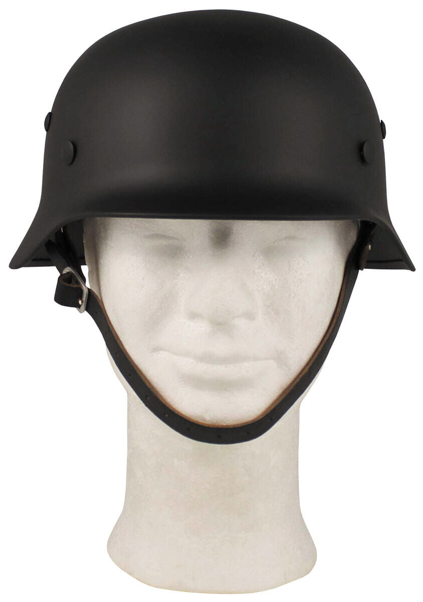 WWII Steel Helmet OD Black Leather Interior High-Quality Reproduction Stalhelm