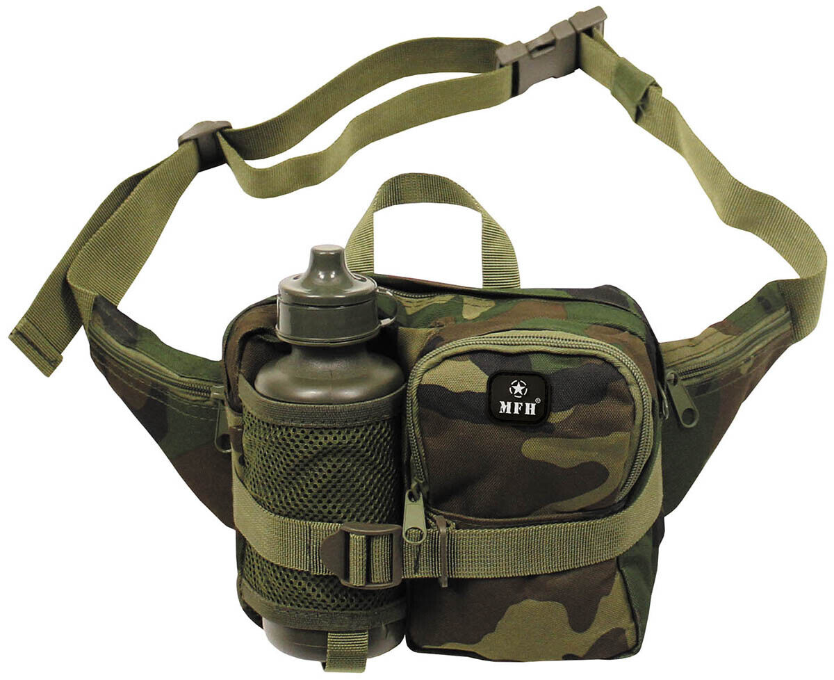 MFH Waist Bag with Drinking Bottle Woodland