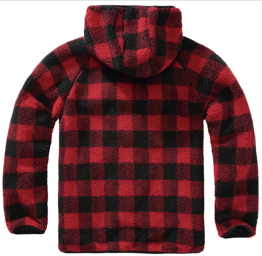 Brandit Teddy Fleece Worker Jacket Breathable Lining Hiking Army 100% Red/Black