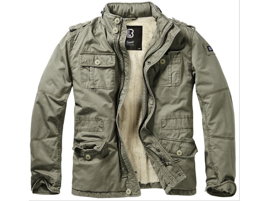 Brandit Britannia Field Jacket Warm Coat Mens Vintage Cotton Winter Parka Olive