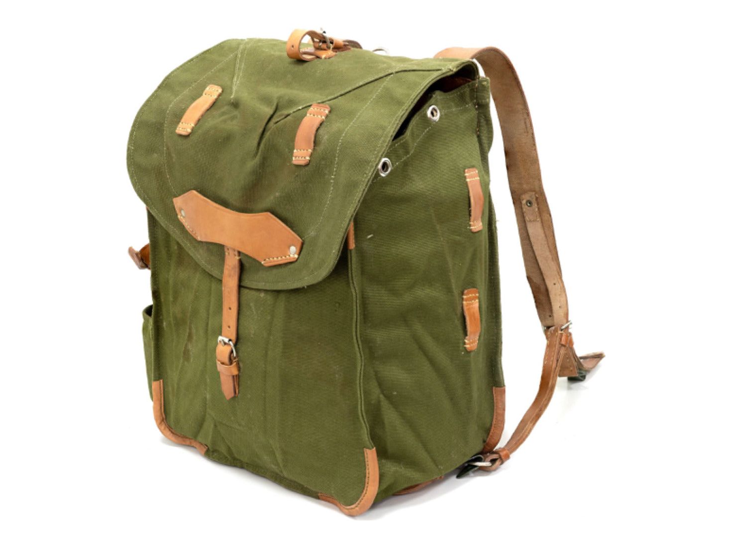 Romanian OD Rucksack Vintage Military Surplus Backpack Durable Olive Used