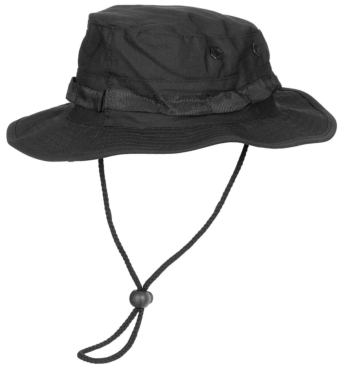 MFH US GI Bush Hat Chin Strap GI Boonie Ripstop Black