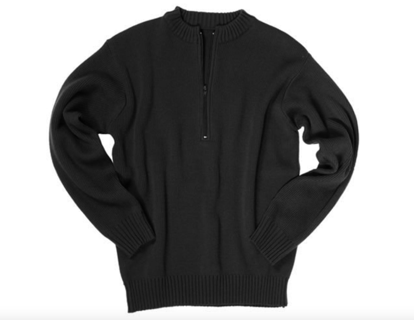 Classic Swiss Military Outdoor Army Warm Sweater With Zipper Black