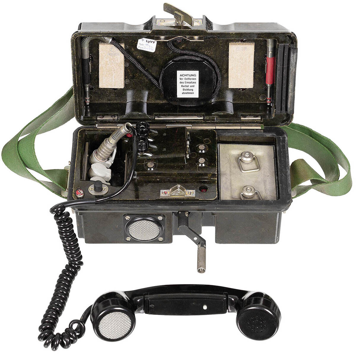 Original East German Army Nva Field Phone with Accessories – Like New