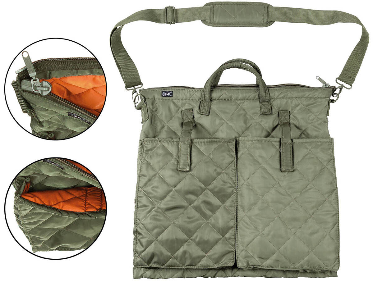 MFH German Army Flight Helmet Bag with Shoulder Strap Green