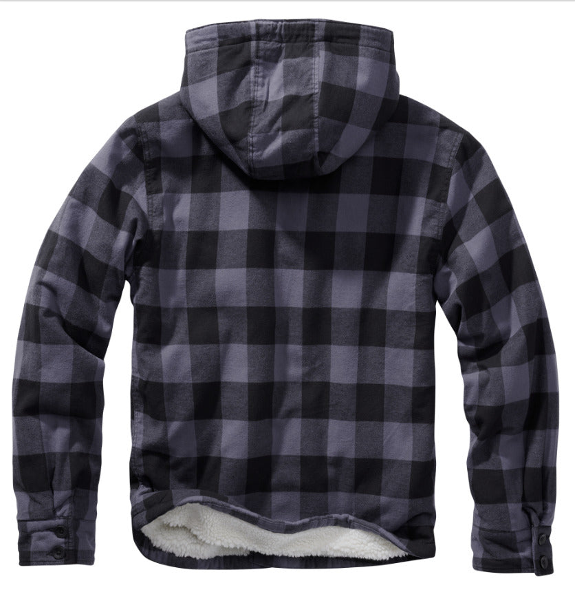 Brandit Outdoor Men's Jacket Lumberjacket Hooded Warm Stylish Black/Grey