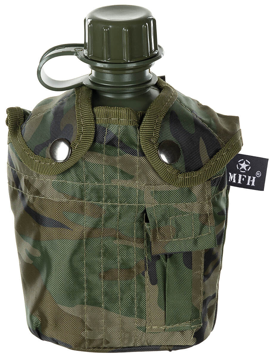MFH US Plastic Canteen 1L Cover Woodland
