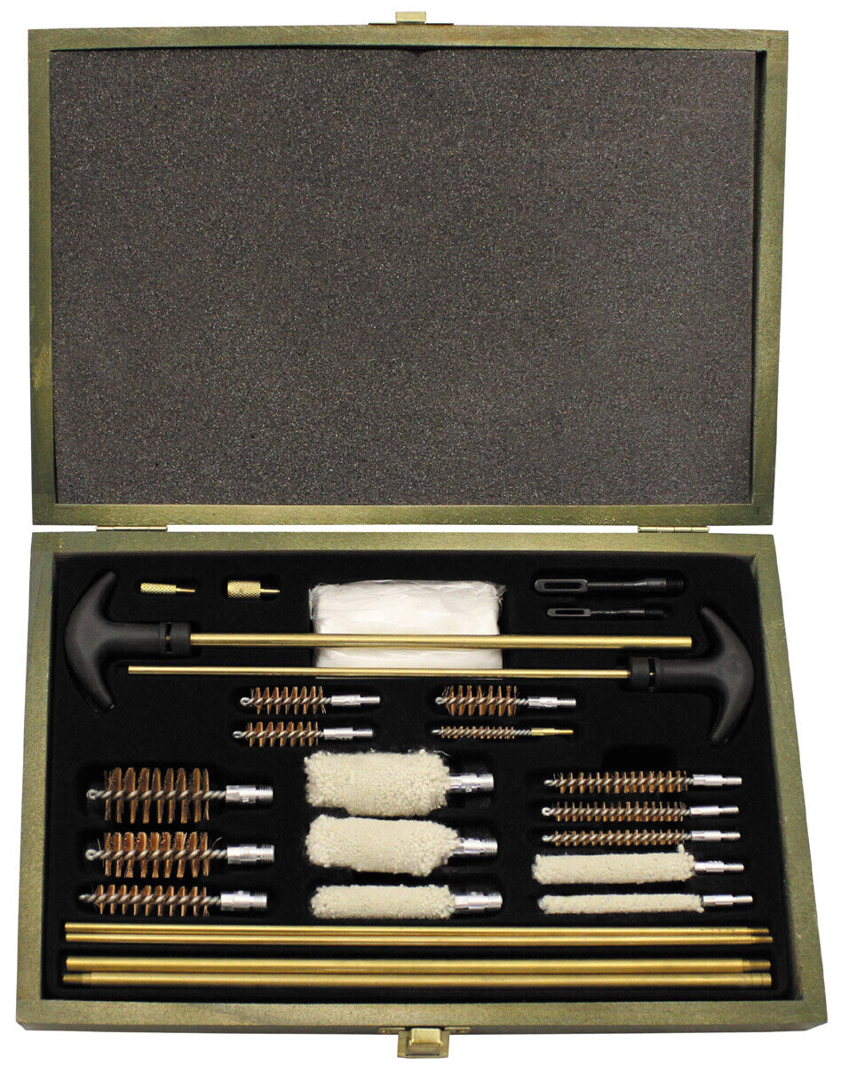 Cleaning Kit For Gun/Pistol Multi Caliber Wooden Box