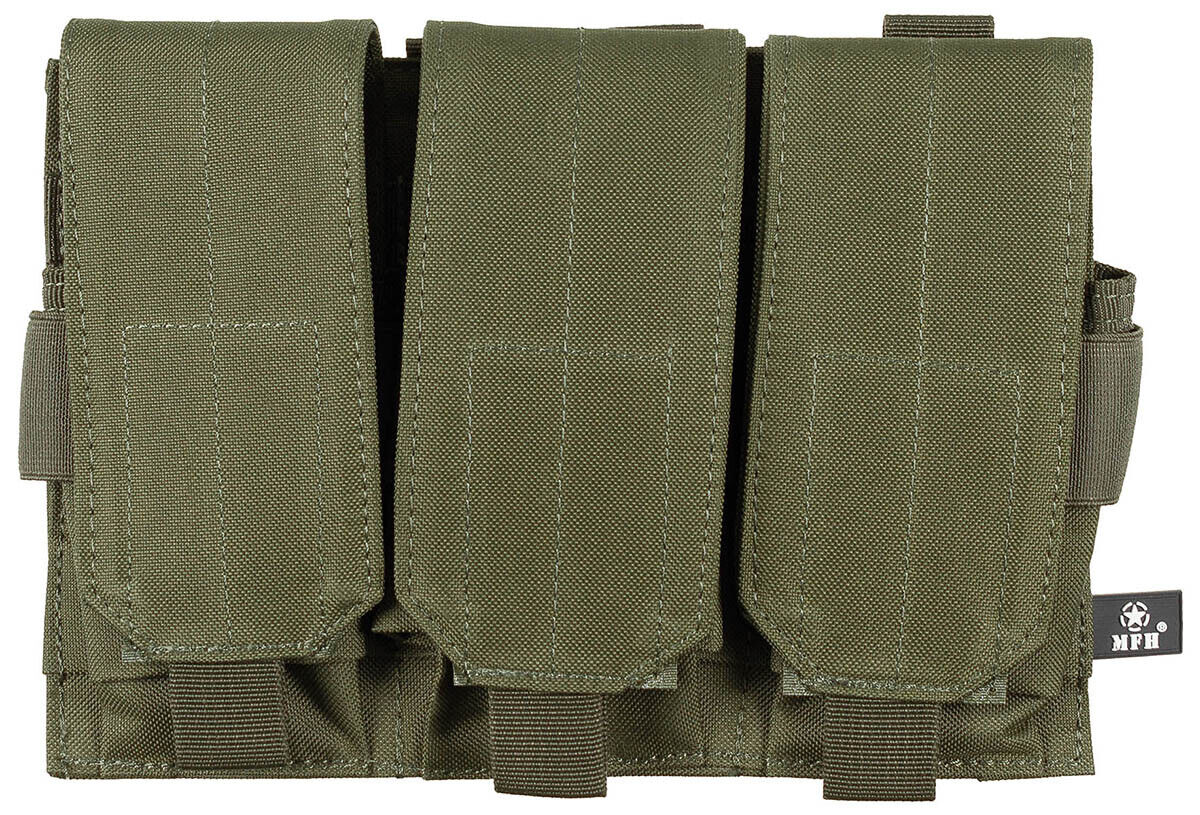 Military Equipment Combat Army Ammo Pouch Triple MOLLE OD Green
