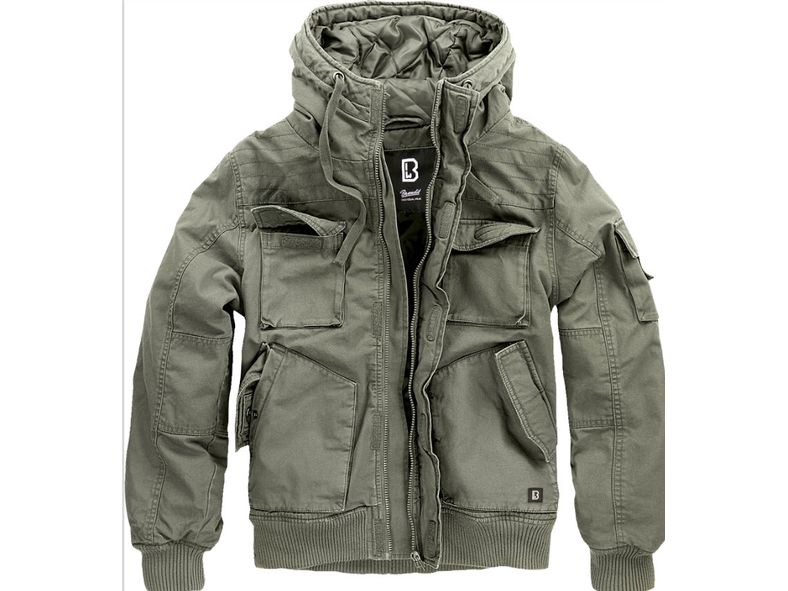 Brandit Bronx Field Jacket Warm Quilted Coat Vintage Hooded Men's Parka Green