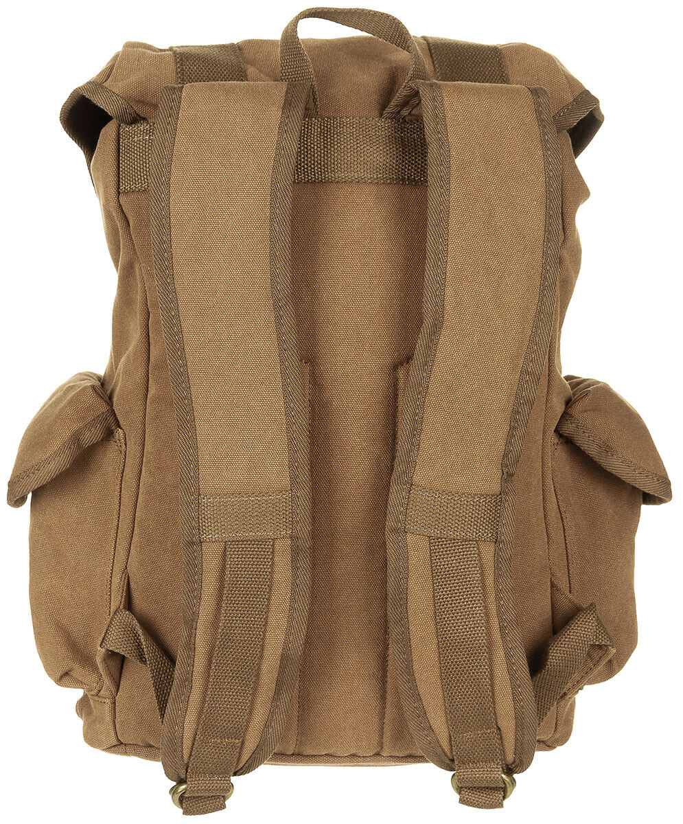 Outdoor Hiking Adjustable Backpack Canvas Real Leather Brown 35L