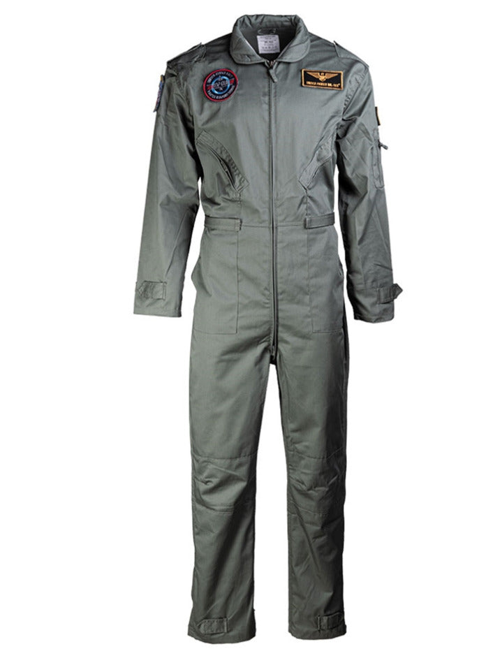 US Army Flight Pilot Mechanic Coverall With Patches Military Style OD Green