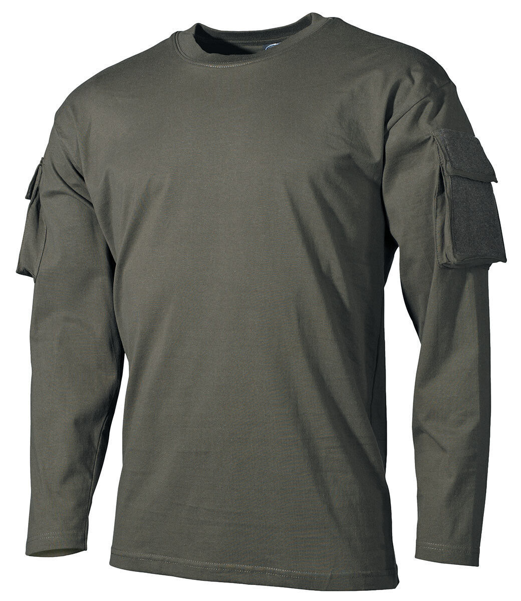 MFH US Shirt Long-sleeved Green with Sleeve Pockets