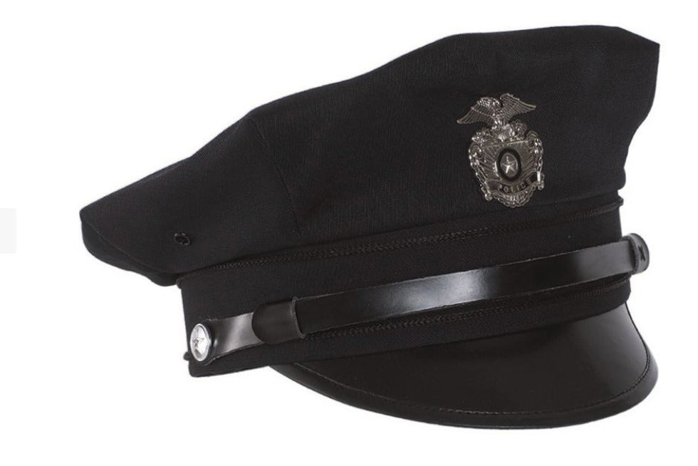 Us Police Cops Cap Visor Hat With Badge Dark Blue