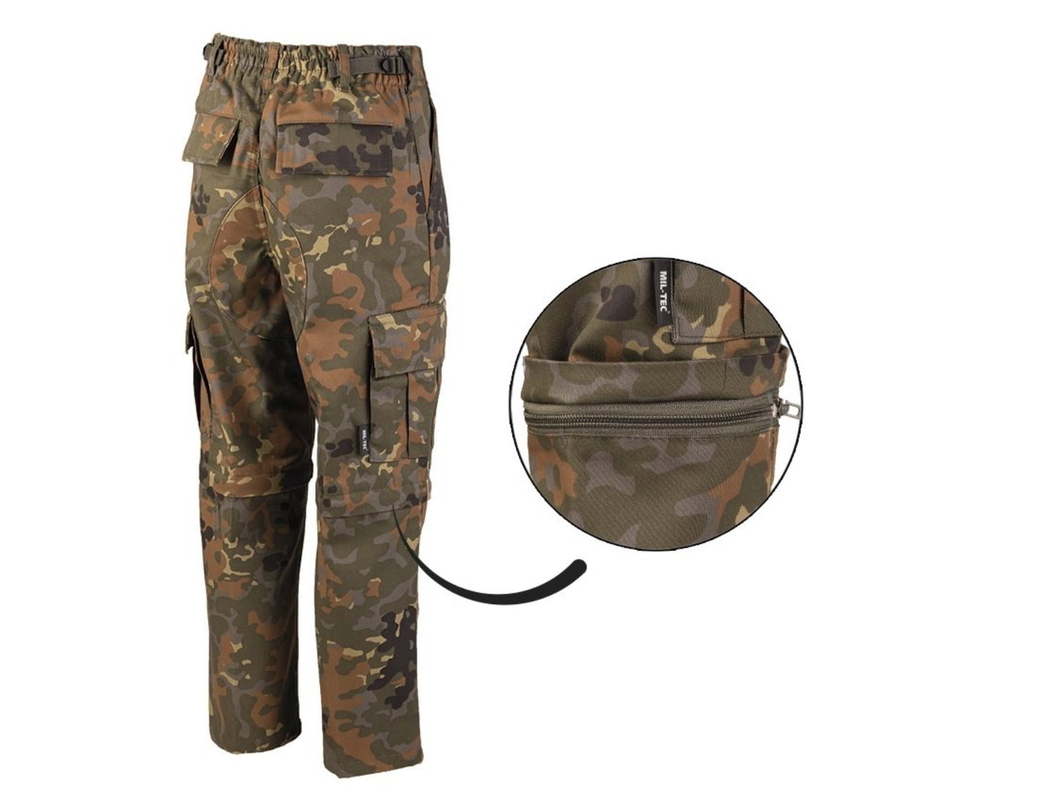Mil-Tec US Flectar Zip-off Kids BDU Style Pants Flecktarn