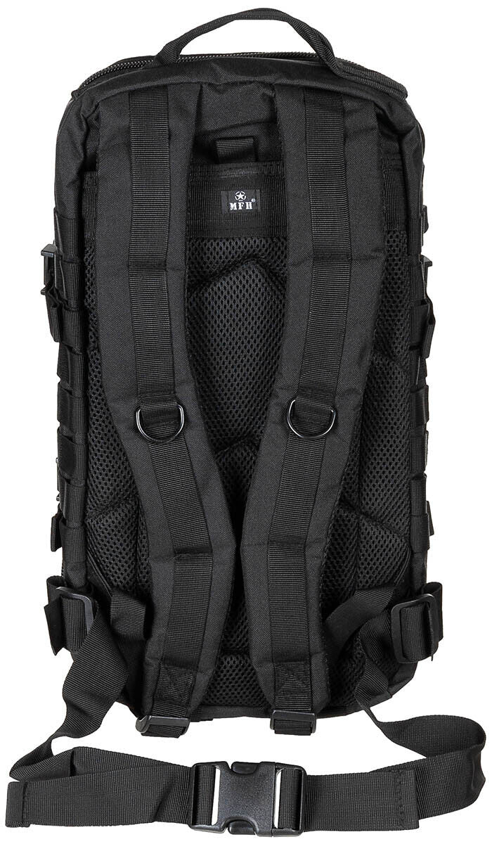US 30L Backpack Assault I Tactical MOLLE Digital Black Airsoft MFH Brand
