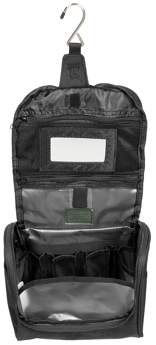 MFH Washbag Black with Removable Mirror
