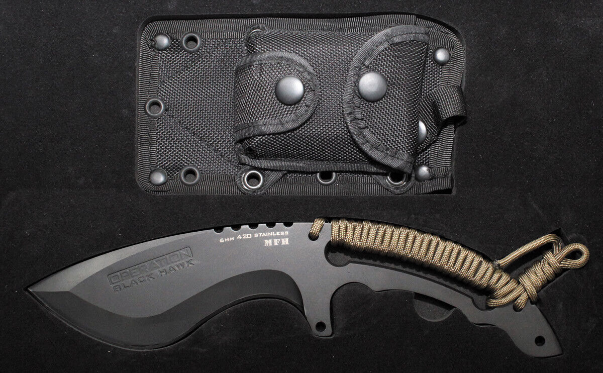 Military Outdoor Hunting Camping Knife Operation Black Hawk Black Sheath