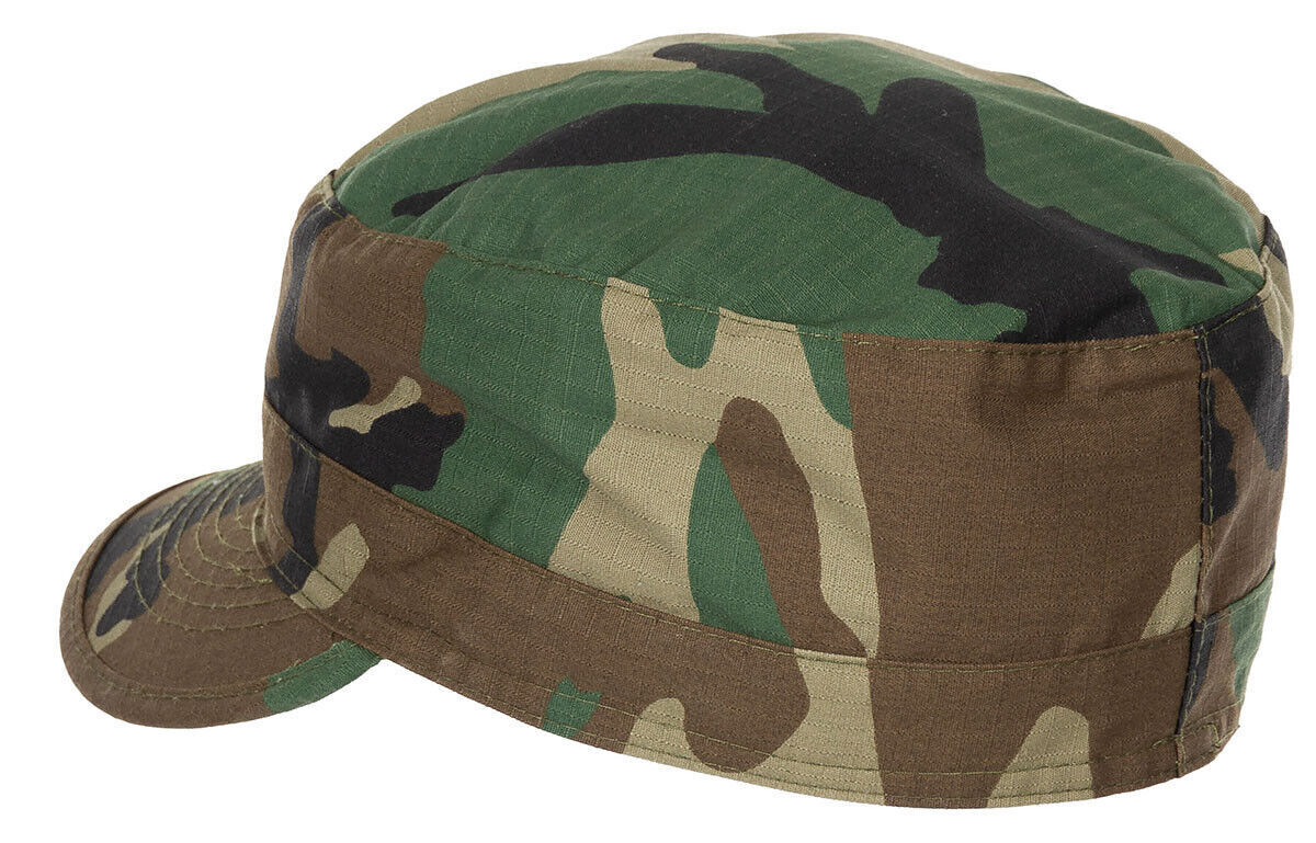 US BDU Cap American Army Camo Field Hat Ripstop Military New All Sizes Woodland