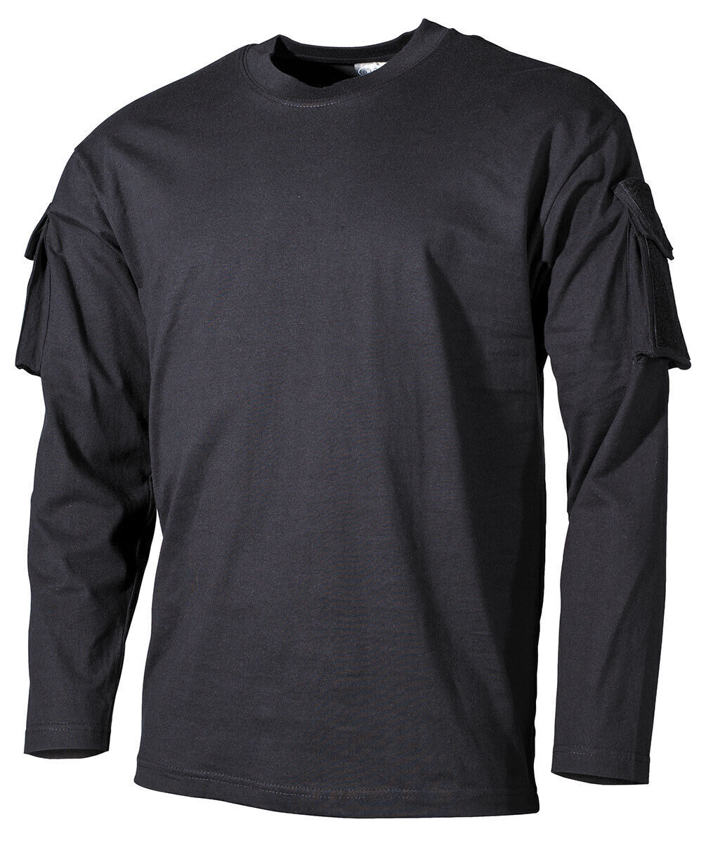 MFH US Long-Sleeved Shirt with Sleeve Pockets Black