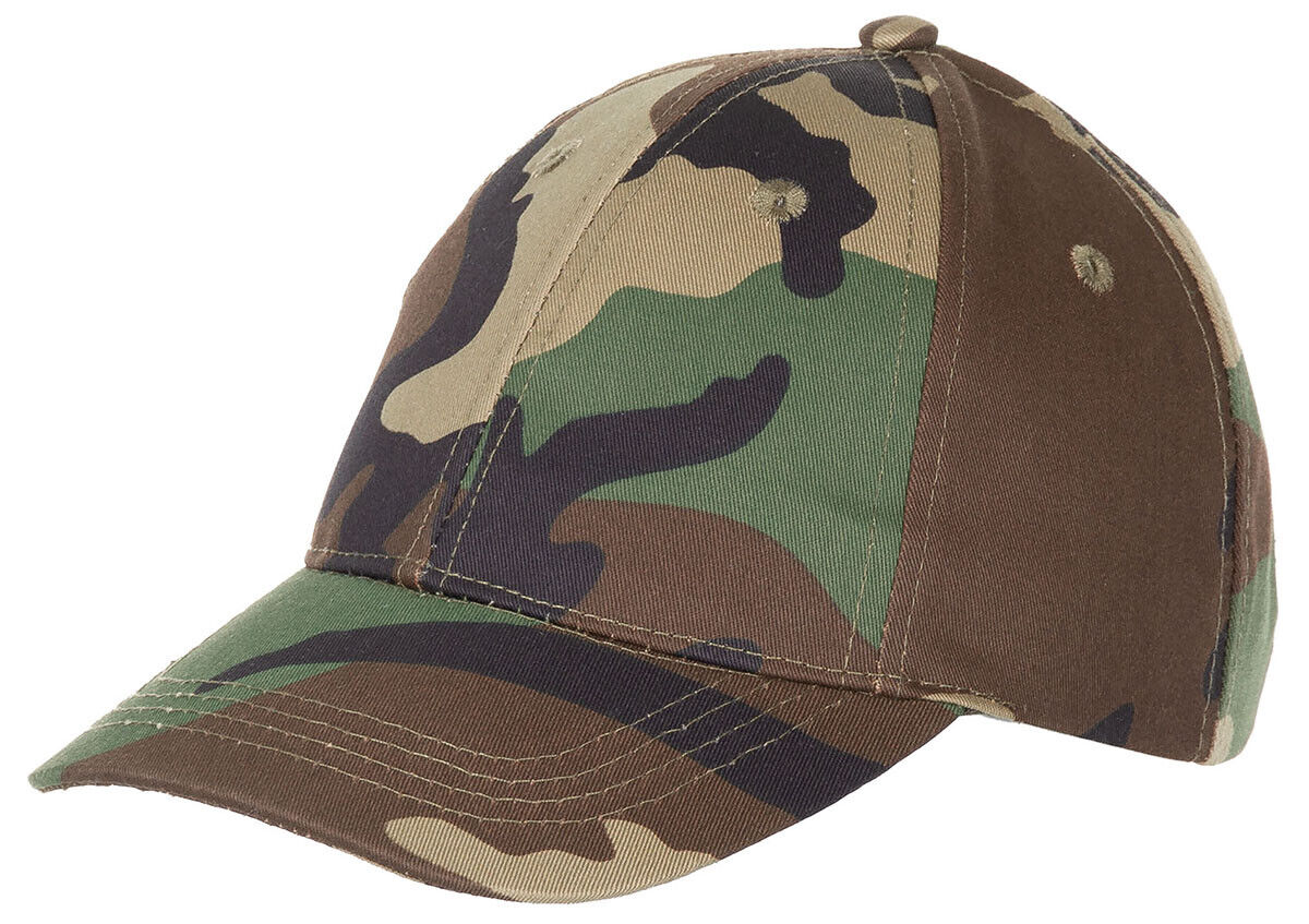 Kids Baseball Cap With Visor Size Adjustable Camo Woodland