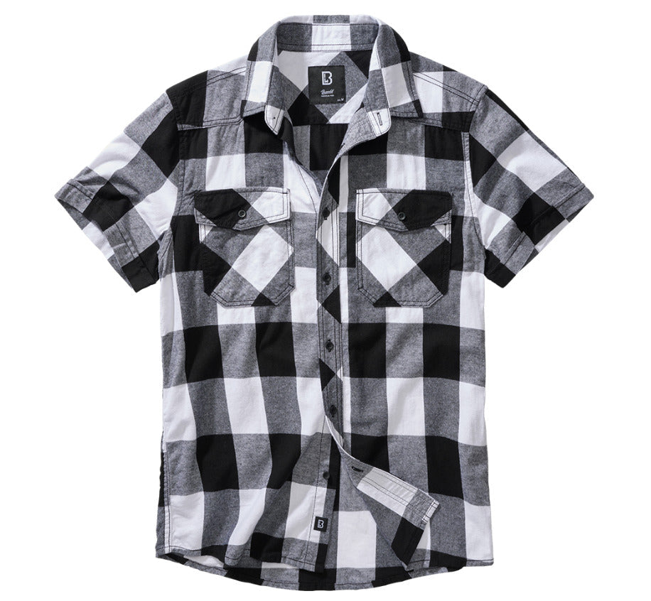 Brandit Classic Cotton Check Flannel Top Mens Short Sleeve Work Shirt
