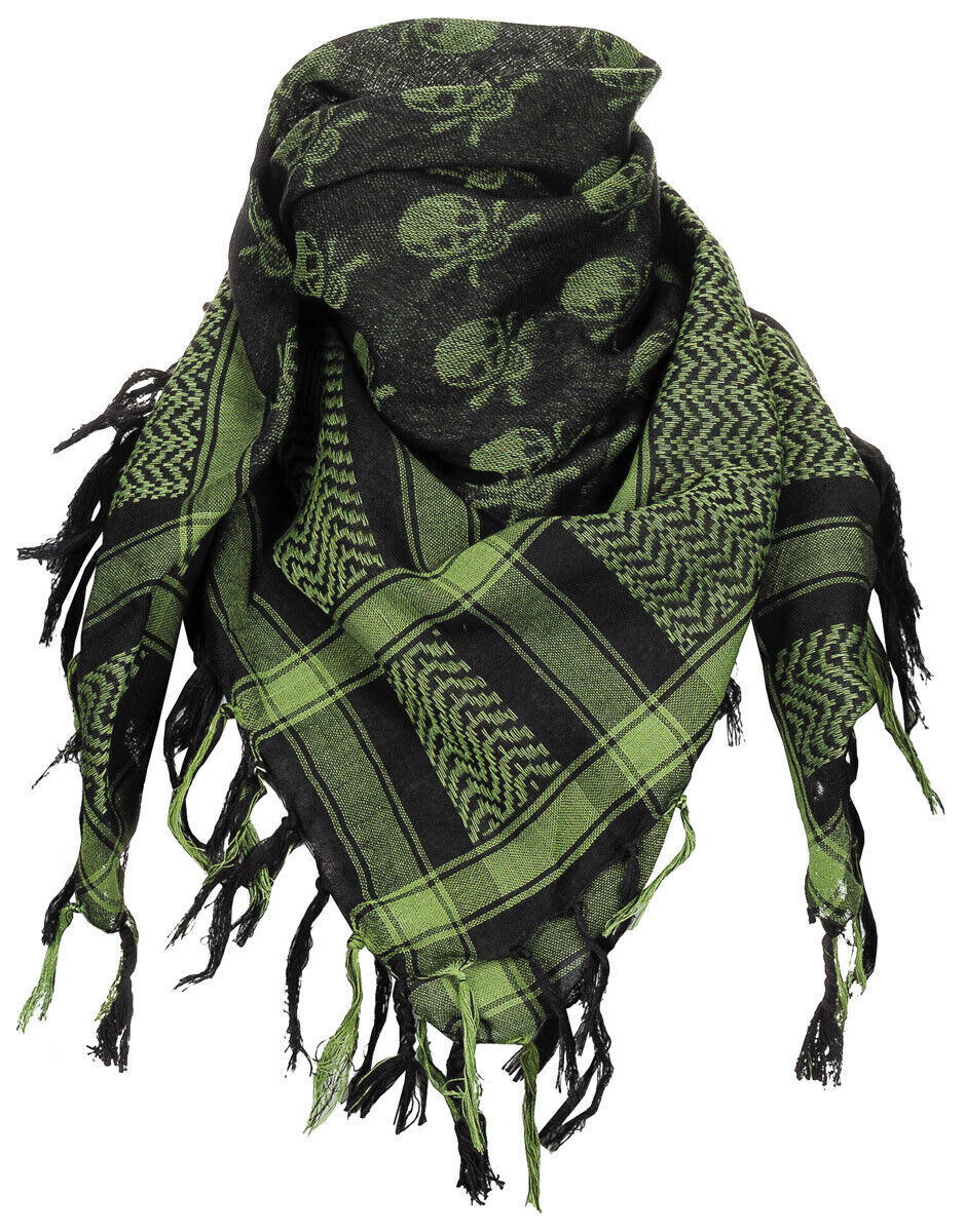 Shemagh Tactical Scarf Multifunctional Against Sun Dust OD Green Black Skull