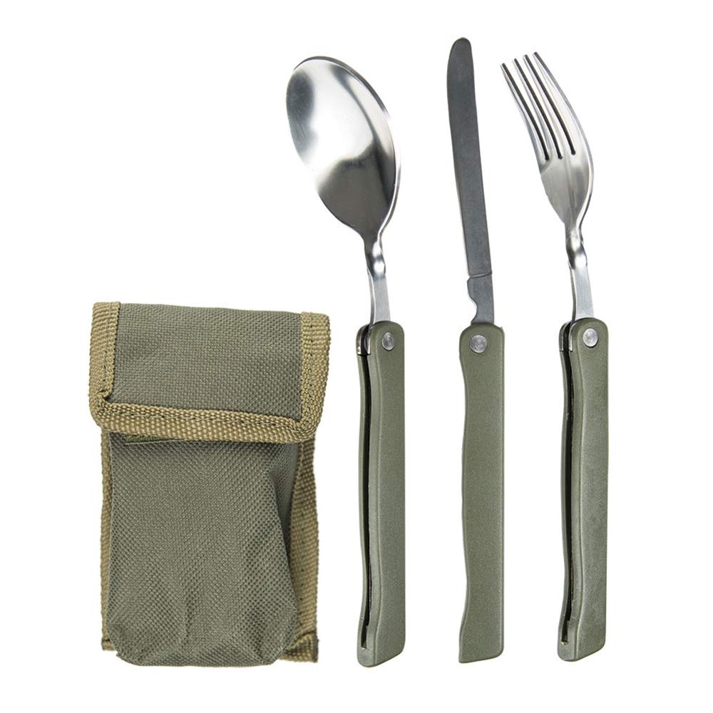 Mil-Tec Foldable 3-pcs Eating Utensil with Pouch Olive