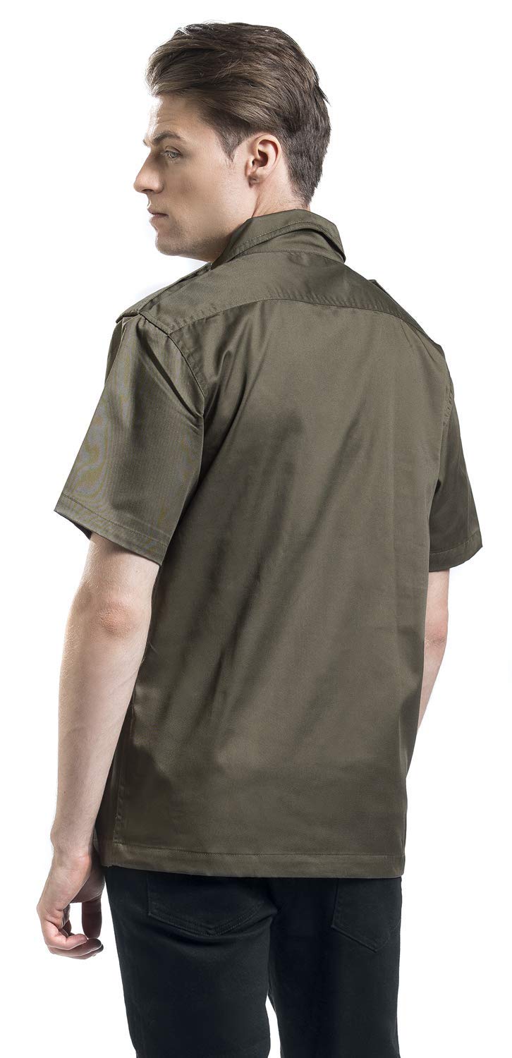 Brandit Men’s Olive Shirt – Half-Sleeve Casual Outdoor Military Style, Size 7XL