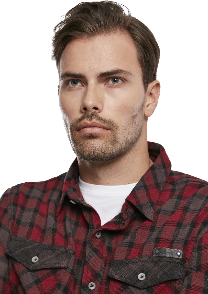 Brandit Men’s Checkshirt Duncan – Red/Brown Casual Flannel Style Shirt, Size S