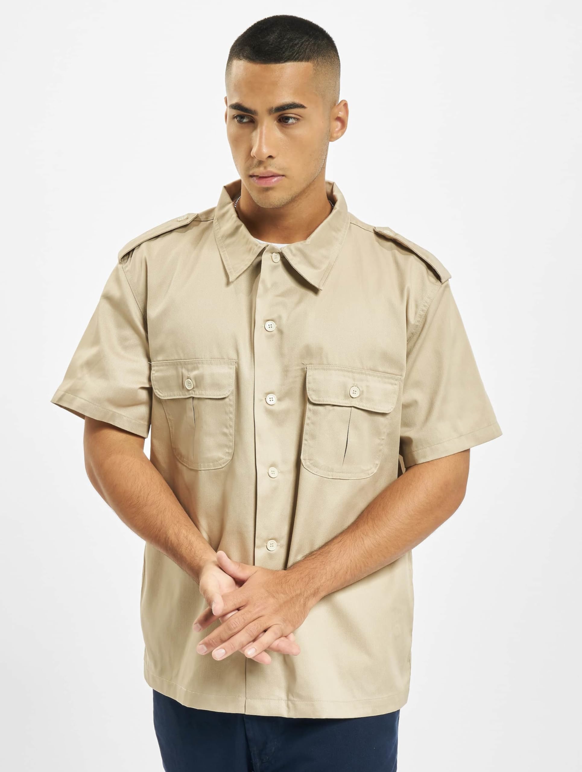 Brandit Men’s Half-Sleeve Shirt – Beige Casual Cotton Outdoor Top, Size 6XL