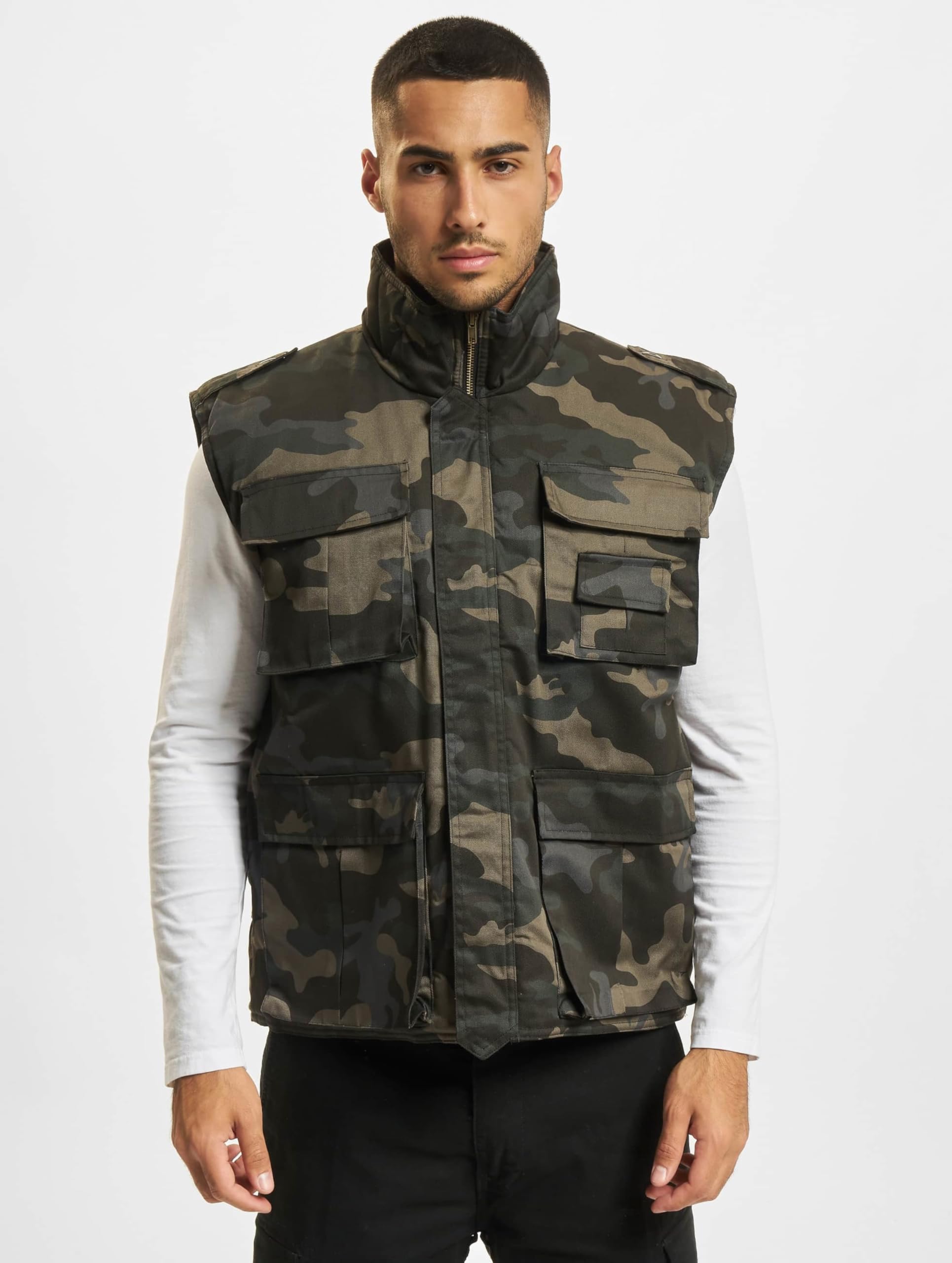 Brandit Ranger Vest – Dark Camo Outdoor Multi-Pocket Utility Tactical Vest, 4XL