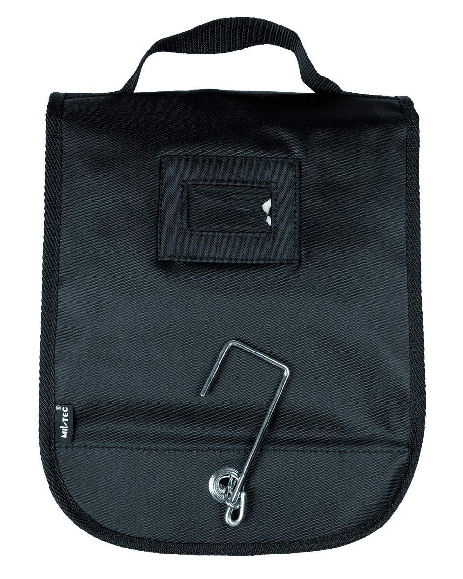 Mil-Tec Travel Wash Bag Black – Toiletry Shaving Organizer with Mirror