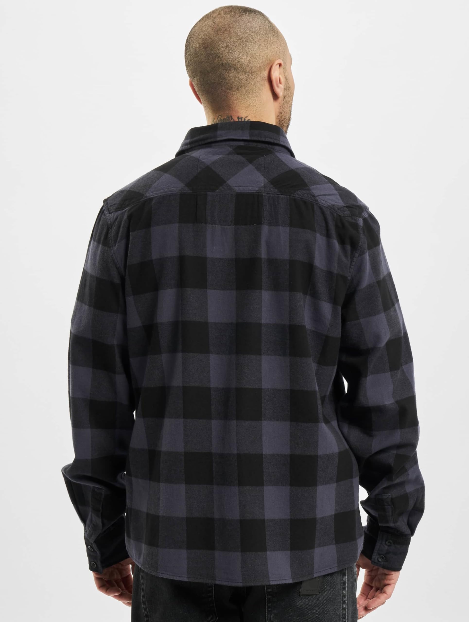 Brandit Men’s Long-Sleeve Check Shirt – Black/Grey Casual Button-Up, Size S
