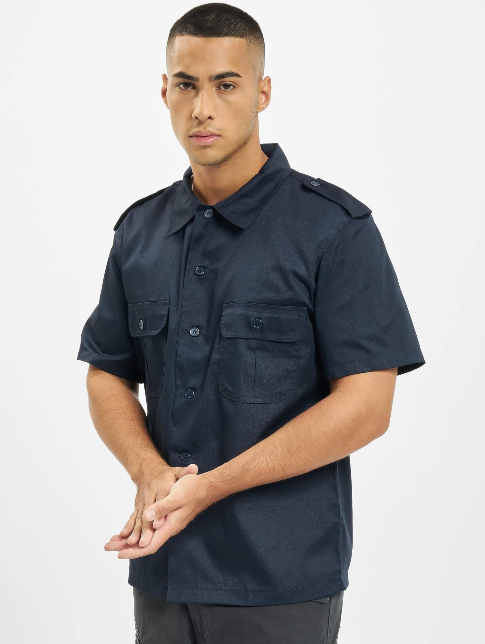 Brandit Men’s Half-Sleeve Shirt – Navy Cotton Casual Outdoor Top, Size 6XL