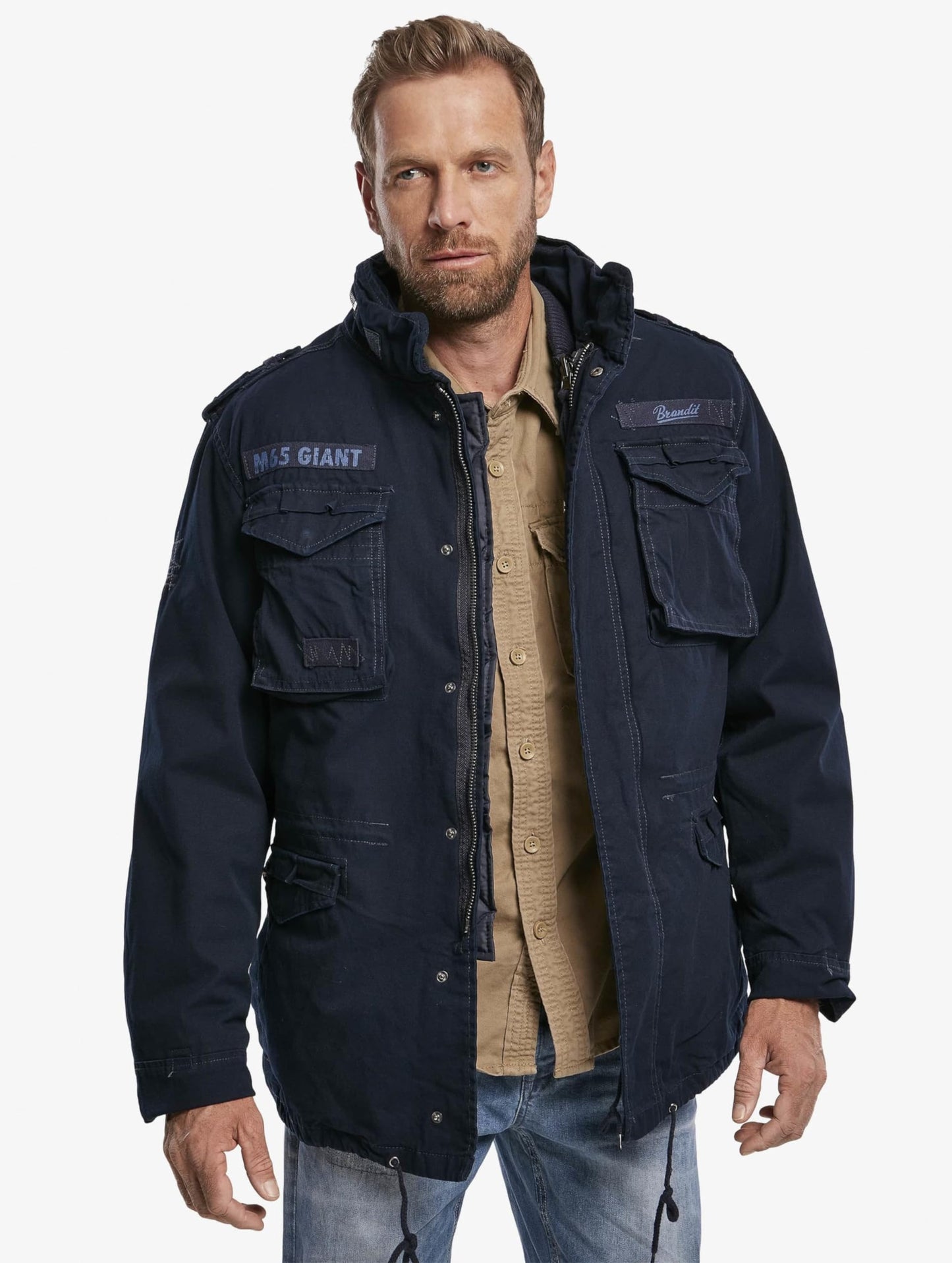 Brandit Men’s M-65 Giant Jacket Navy – Vintage Military Field Coat 6XL
