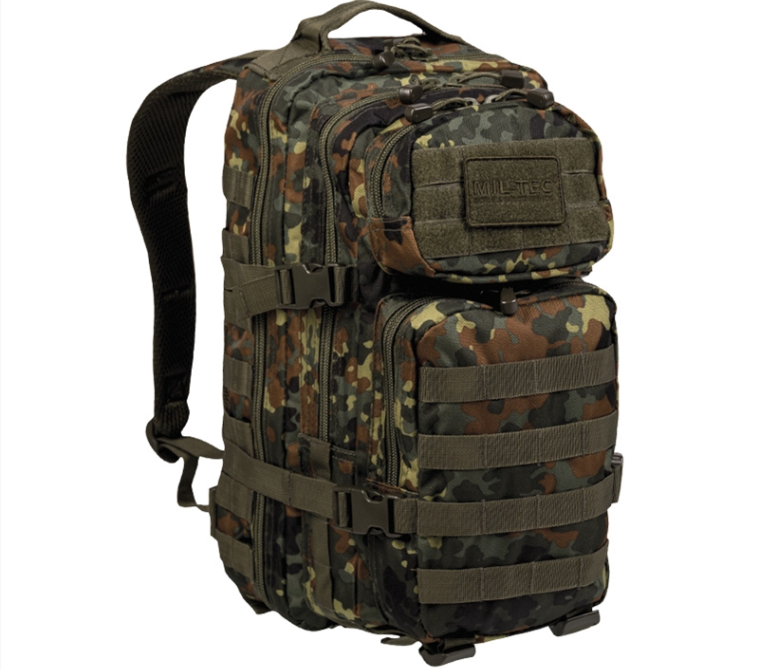 US Assault Pack Small 20L Tactical Backpack – Flecktarn Camo with MOLLE